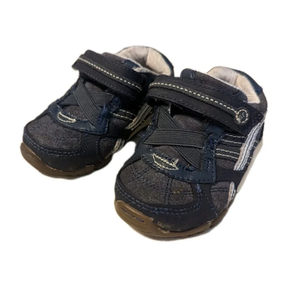 Stride Rite Toddler Boy's SRT Declan Soft Motion‎ Leather Sneaker Blue Size 4XW